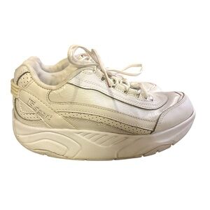 ES Sport Women’s 8 White Leather Platform Walking Shoes Rocker Sole Olea Retro